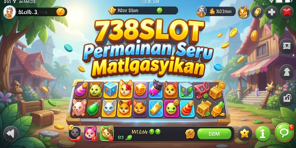 Tampilan gameplay seru di 738SLOT dengan misi Match-3 yang menarik.