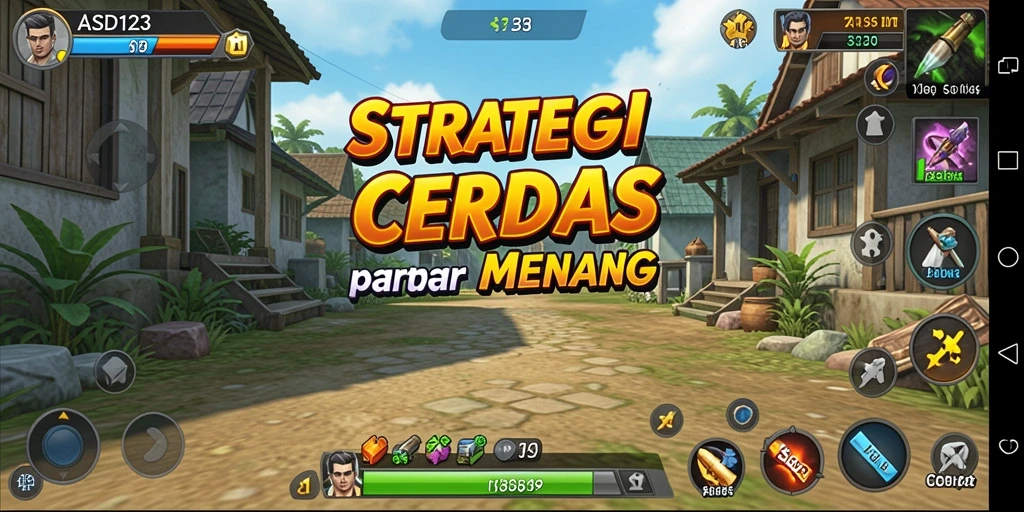 Screenshot menunjukkan aksi seru dalam game strategi ASD123.
